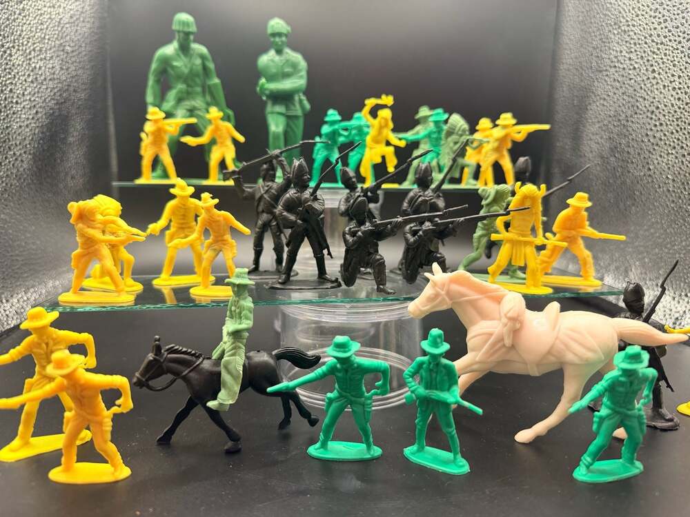 Vintage Mixed Lot of Plastic Toy Soldiers and Cowboys Figures